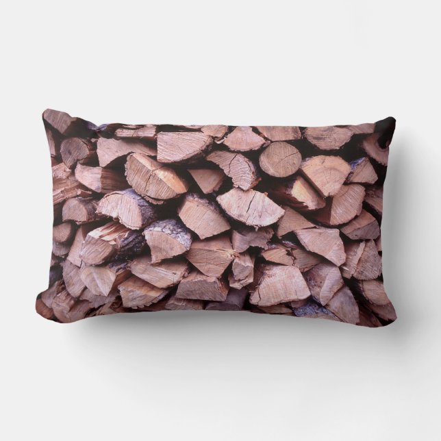 Logs of Wood Print Throw Pillow (Front)