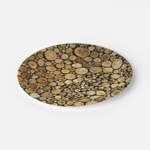 Logs Themed Wallpaper Paper Plate