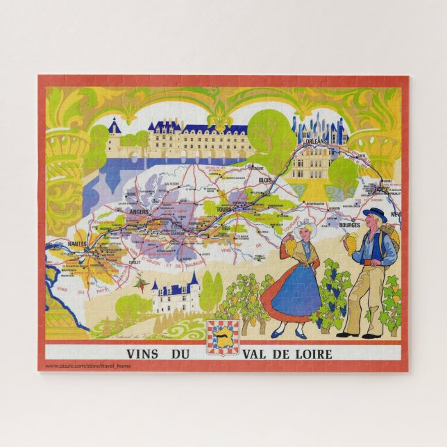 Loire Valley 16x20 Wine Map Puzzle (Horizontal)