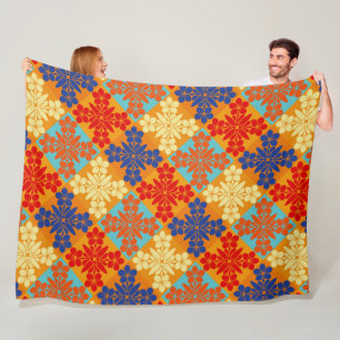 Lokanui hawaiian quilt plumeria fleece blanket