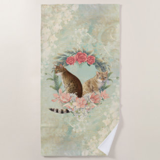 Loki's Buddies: Mika and Chidori Bengal Cats Beach Towel