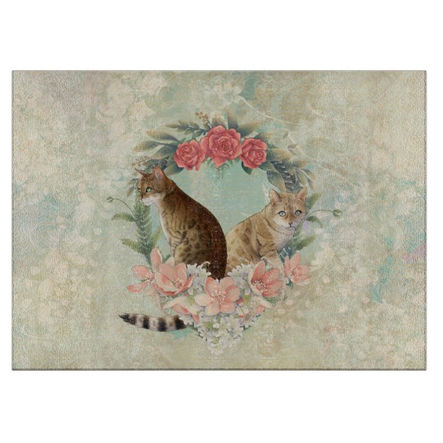 Loki's Buddies: Mika and Chidori Bengal Cats Cutting Board (Front)