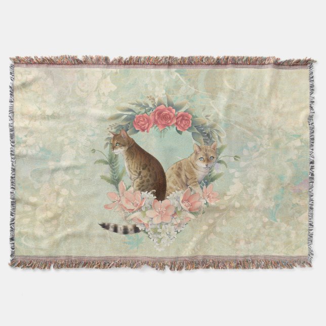 Loki's Buddies: Mika and Chidori Bengal Cats Throw Blanket (Front)