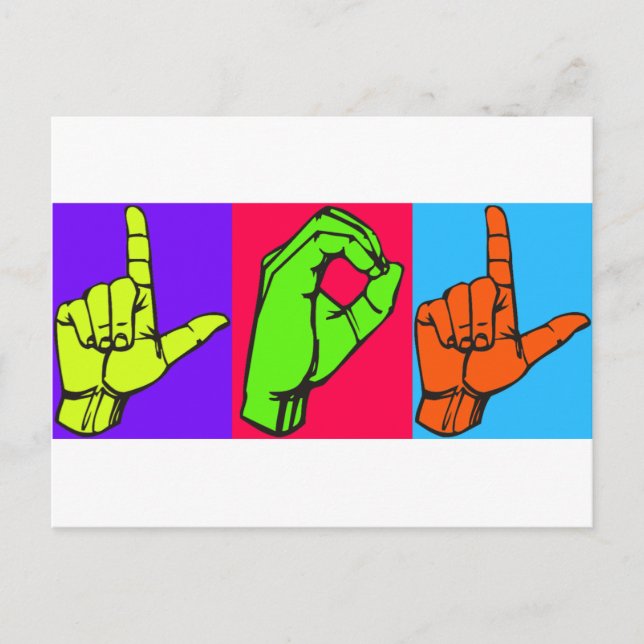 LOL ASL Sign Language Design #2 Postcard (Front)