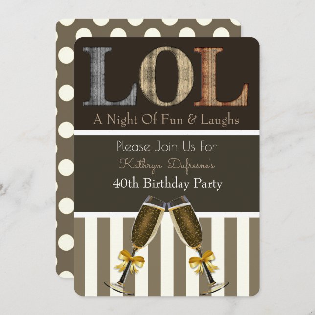 "LOL" Birthday Party Invitation (Front/Back)