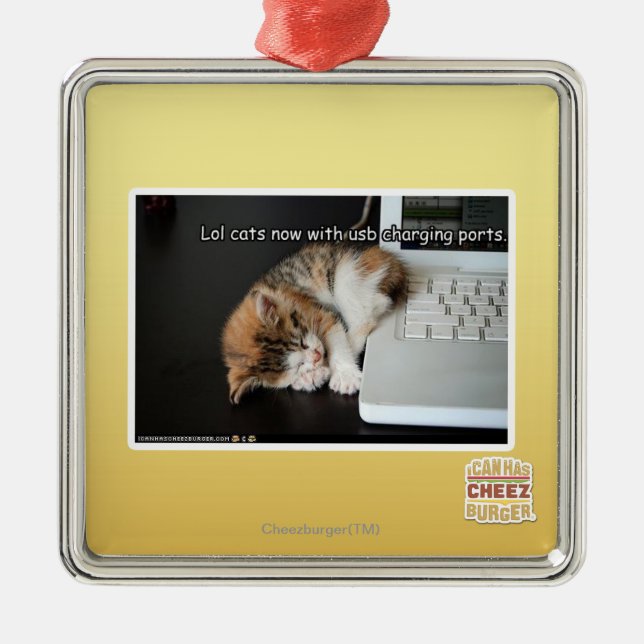 Lol cats with USB Metal Ornament (Front)
