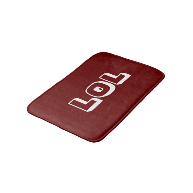 LOL Dark Red & White Bath Mat Bathroom Decor (Angled)
