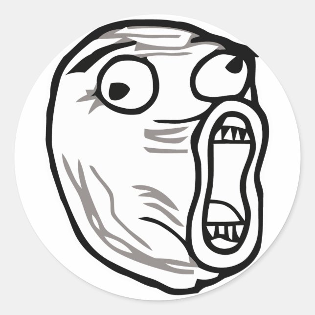 lol face meme humour rofl omg omfg classic round sticker (Front)