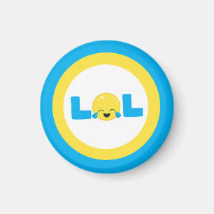 LOL Laugh Out Loud Emoji Blue Yellow  Classic  Magnet