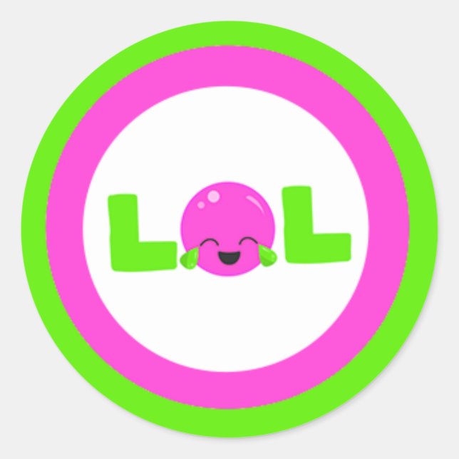 LOL Laughing Out Loud Purple Bright Green  Classic Round Sticker (Front)