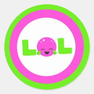 LOL Laughing Out Loud Purple Bright Green  Classic Round Sticker