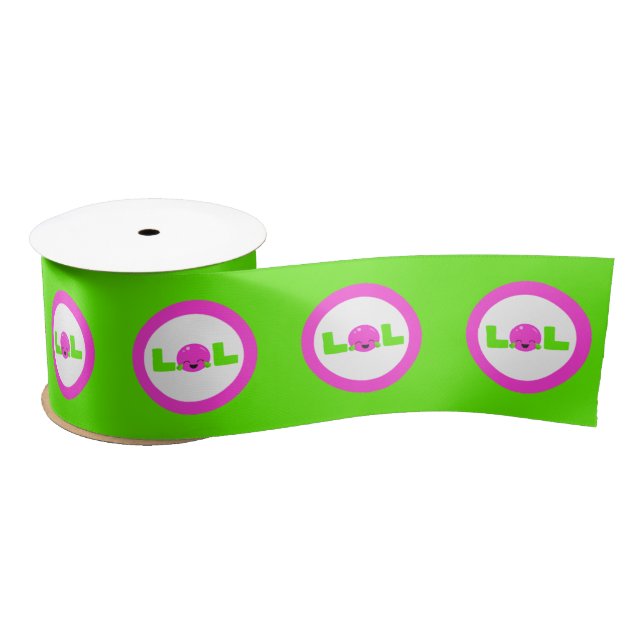 LOL Laughing Out Loud Purple Bright Green  Satin Ribbon (Spool)