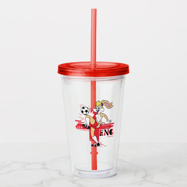 Lola Bunny Team England Soccer Graphic Acrylic Tumbler (Front)