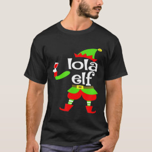 Lola Elf Wine  Christmas Xmas Filipino Grandma T-Shirt