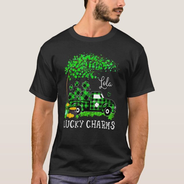 Lola Lucky Charm Shamrock Graphic Truck St Patrick T-Shirt (Front)