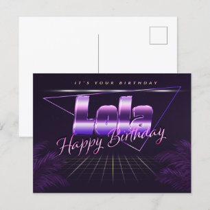 Lola Name Vorname lila Postkarte Geburtstag Postcard