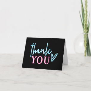 LOLA Neon Blue Pink Bachelorette Thank You Card