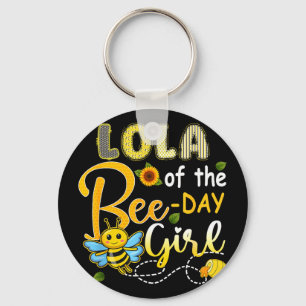 Lola of the bee-day girl funny bee birthday party  key ring