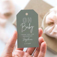 LOLA Sage Baby Shower Favour Tag, Oh Baby Boy