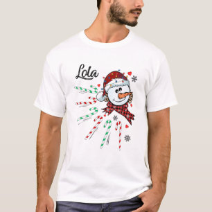 Lola Snowman Candy Cane Christmas Xmas Funny T-Shirt