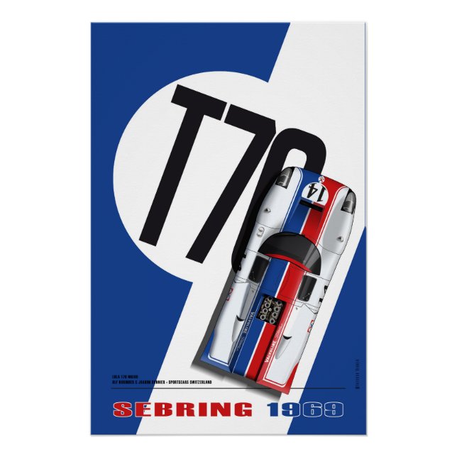 Lola T70 Valvoline Sebring 1969 Poster (Front)