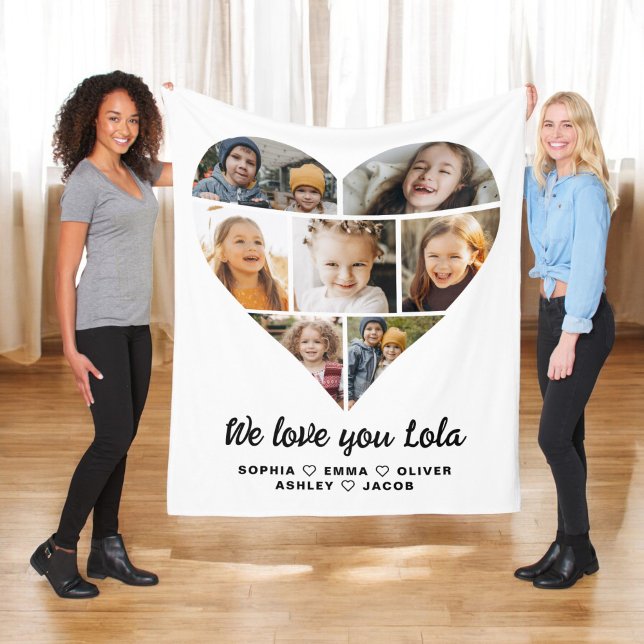Lola We love you 7 photo collage Fleece Blanket (Creator Uploaded)