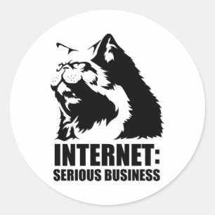 lolcat the internet is serious business classic round sticker