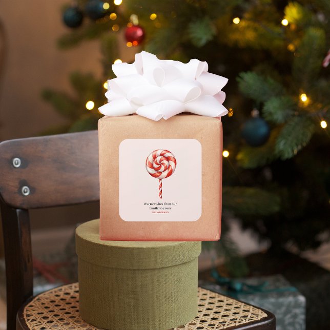 Lolipop Christmas Candy Merry Christmas Square Sticker (Creator Uploaded)