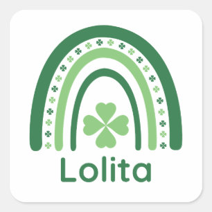 Lolita Name Clover Boho Rainbow Square Sticker