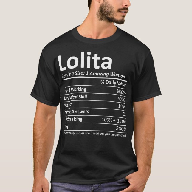 LOLITA Nutrition Personalised Name Funny Gift T-Shirt (Front)