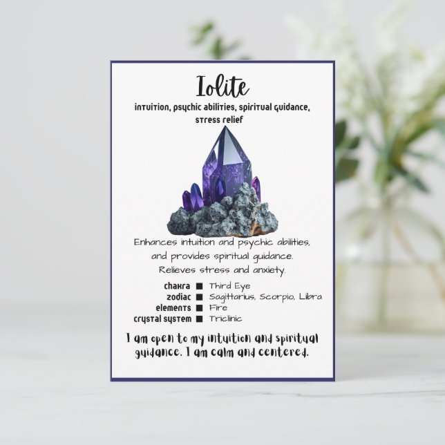 Lolite Crystal Meaning Card (Standing Front)