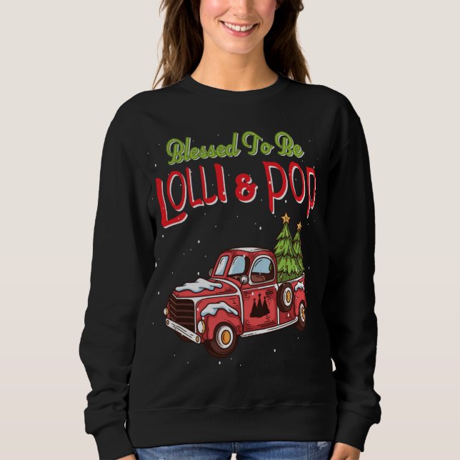 Lolli And Pop Christmas Pajama Grandparents Grandm Sweatshirt (Front)