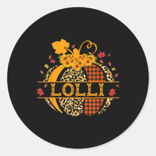 Lolli Leopard Floral Pumpkin Fall Autumn Thanksgiv Classic Round Sticker