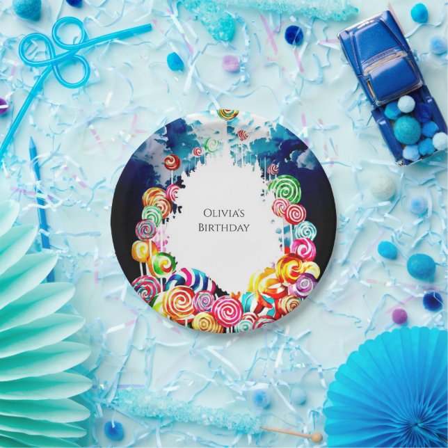  Lollipop Boho Candyland Birthday Paper Plate (Party)