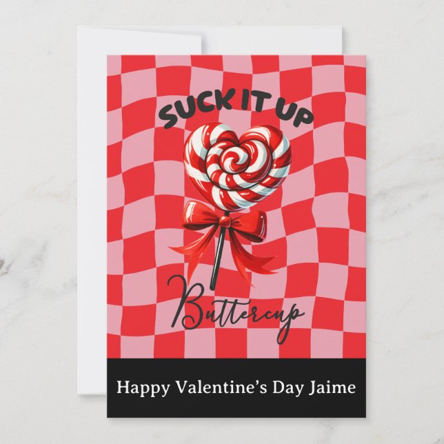 Lollipop Candy Funny Valentines Day Postcard (Front)