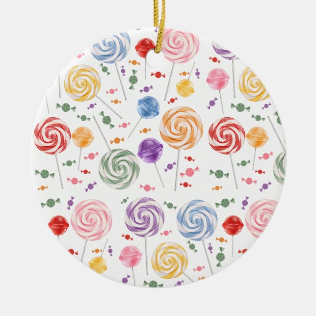 Lollipop Candy Pattern Colourful Ceramic Ornament (Front)