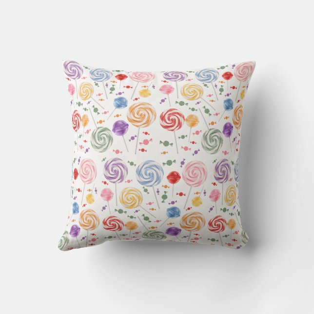 Lollipop Candy Pattern Colourful Cushion (Back)