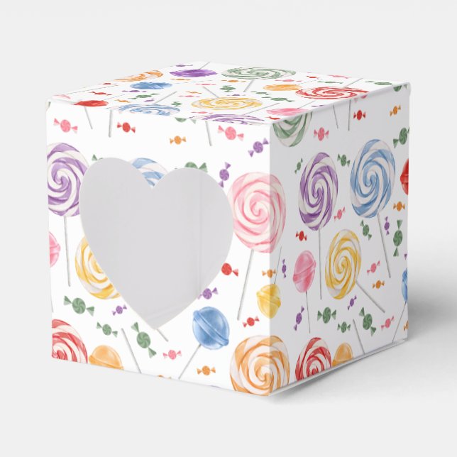 Lollipop Candy Pattern Colourful Favour Box (Front Side)
