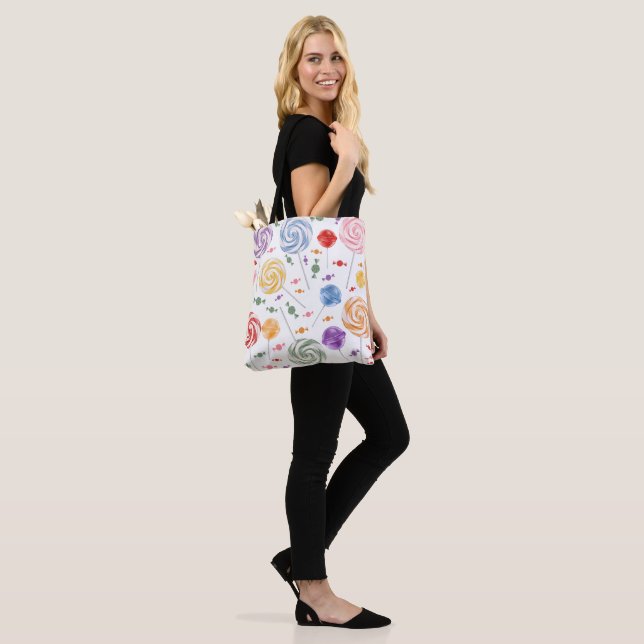 Lollipop Candy Pattern Colourful Tote Bag (On Model)
