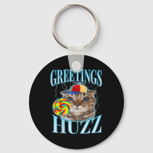 Lollipop Cat Meme Greetings Huzz Funny Silly Cat B Key Ring