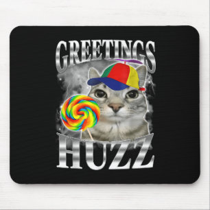 Lollipop Cat Meme Greetings Huzz Funny Silly Cat H Mouse Pad