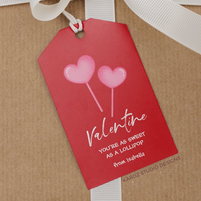 Lollipop Hearts Valentine Gift Tags (Personalize these gift tags with your girl's name and make a thoughtful gift this Valentine's Day.)