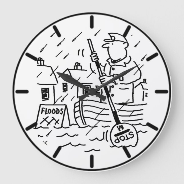 Lollipop Man is Rowing a Boat in the Floods Large Clock (Front)