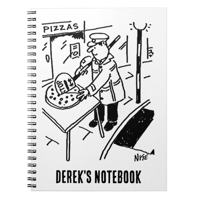 Lollipop Man is Slicing a Pizza Notebook (Front)