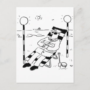 Lollipop Man is Sunbathing. Surreal Postcard