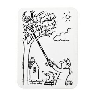 Lollipop Man Rescues a Ball in a Tree. Funny Magnet
