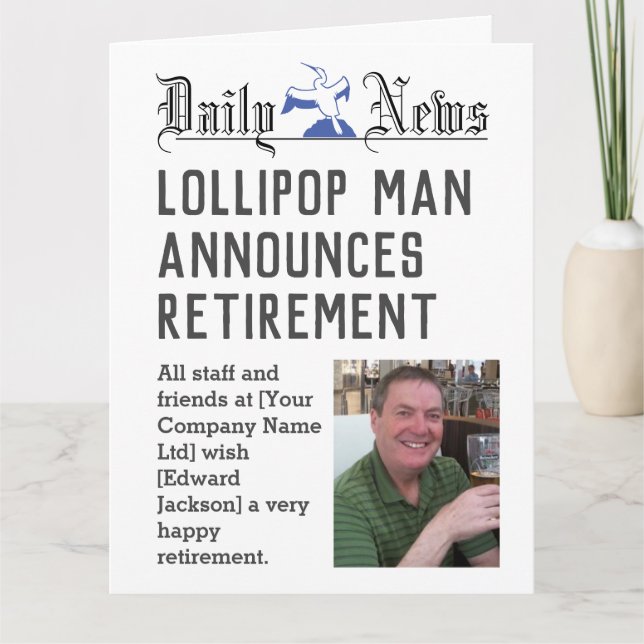 Lollipop Man Retirement Card to Personalise (Front)