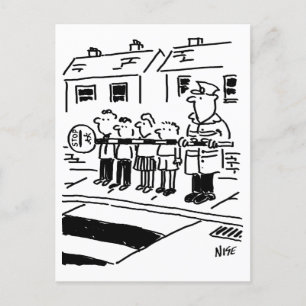 Lollipop Man Uses Lollipop as Restraining Barrier Postcard