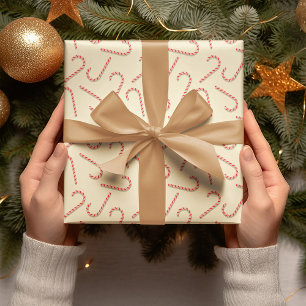 Lollipop Pattern With Candy Canes Christmas Season Wrapping Paper