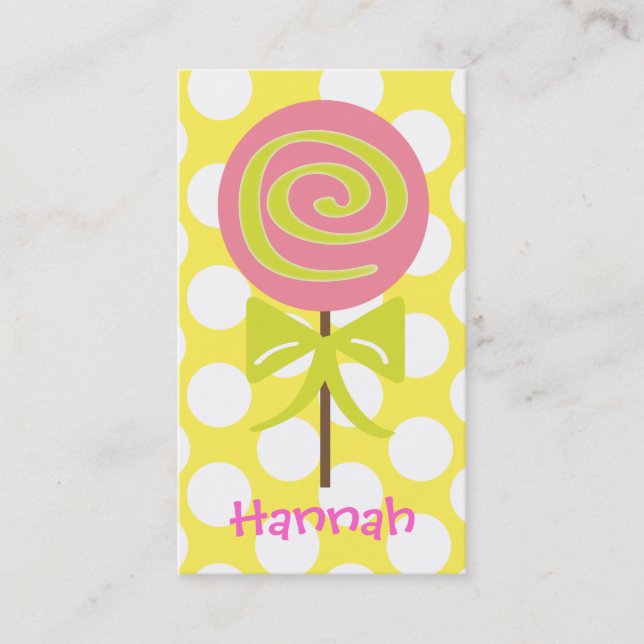 Lollipop Polka Dot Gift Calling Cards (Front)
